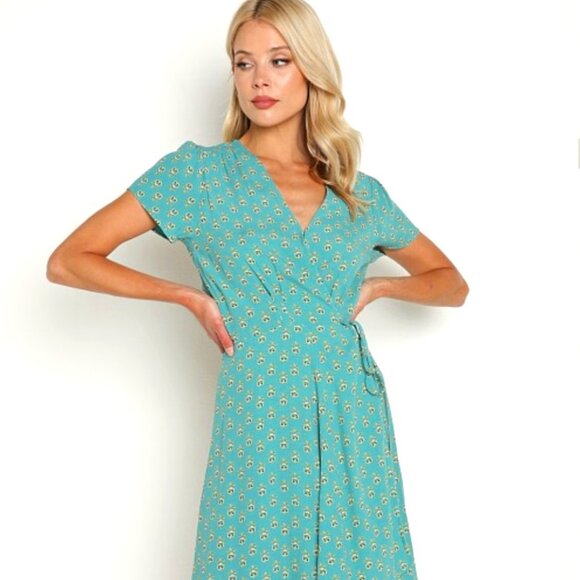 Rolla's NWT Summer Wrap Dress - L , Teal Green, Prep - Picture 1 of 11